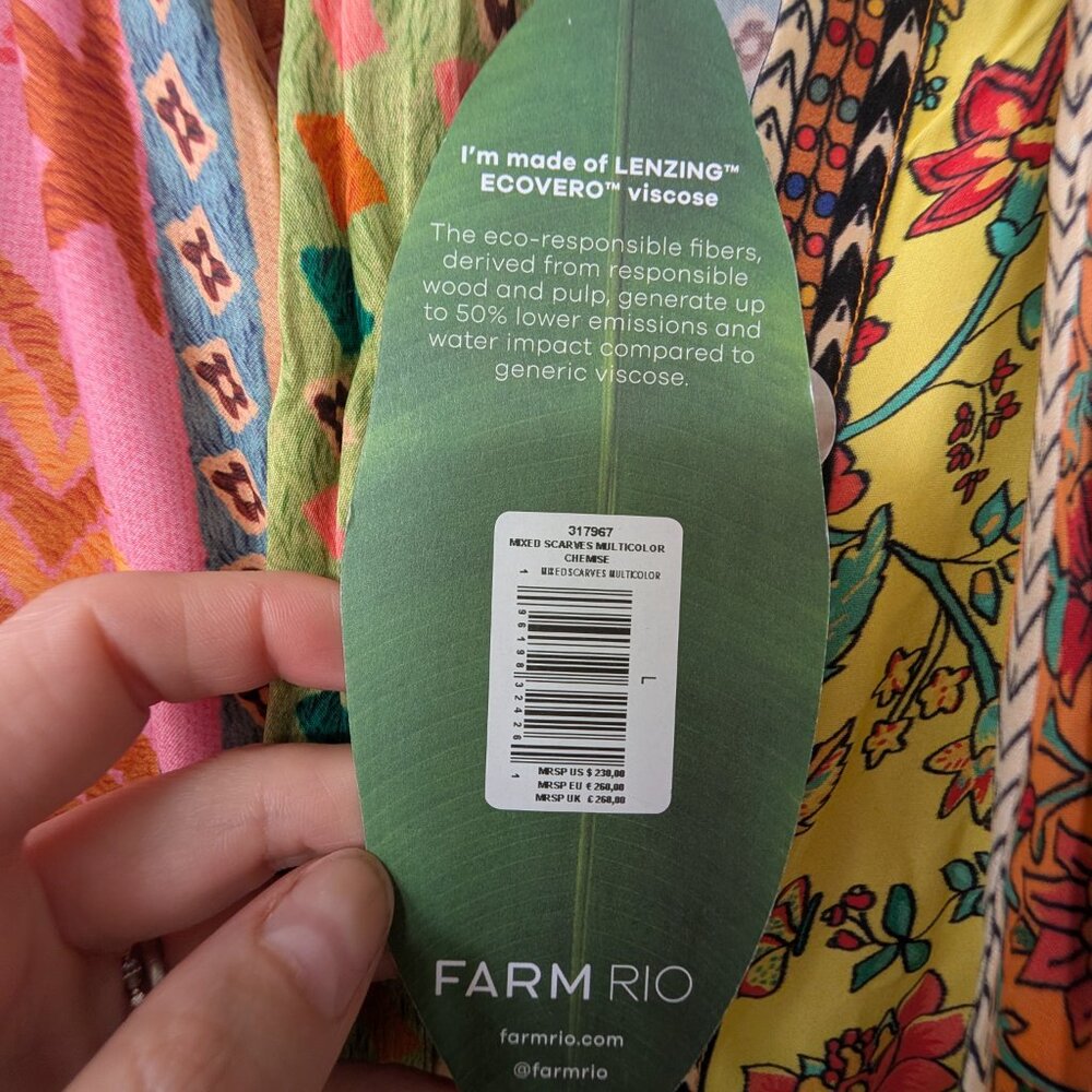 Farm Rio Mixed Scarves Multi Print Chemise - Picture 5 of 5